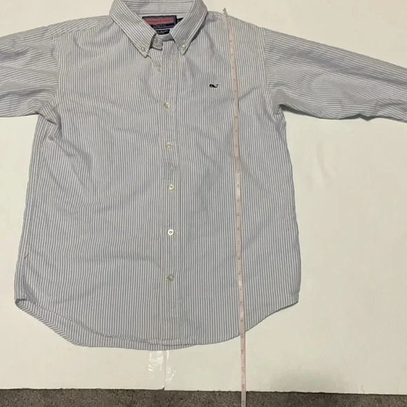 Vineyard Vines button down Shirt Youth L Striped Long Sleeved Whale Logo Blue - Picture 6 of 10